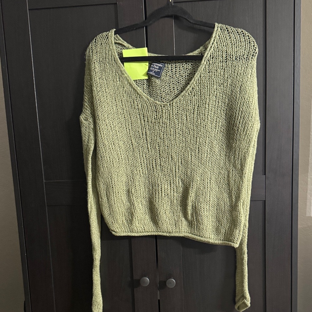 Abercrombie & Fitch Olive V-Neck Sweater